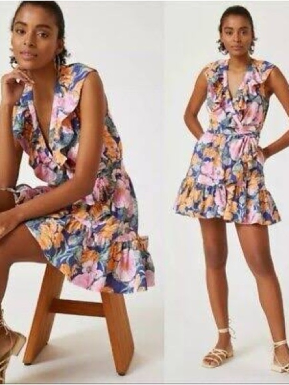 Anthropologie - Cecilia Petterson Floral Ruffle Wrap Mini Dress